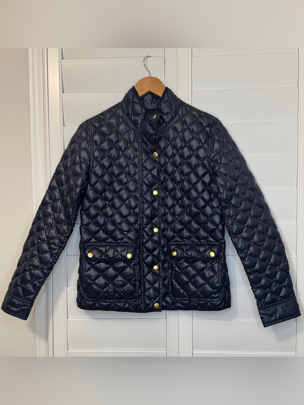 J. Crew Diamond Quilted Downtown Field Puffer Jacket Size Medium..Dark Blue